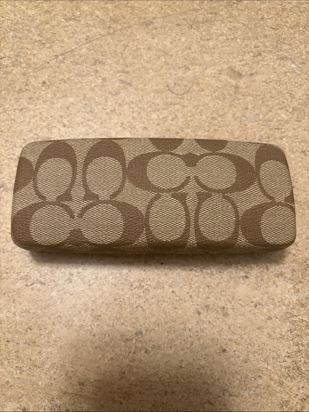 Coach Signature Glasses Case in Beige and Brown
